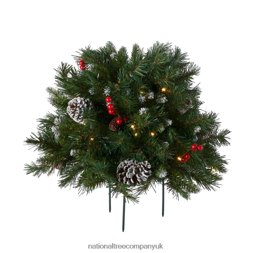 Greenery | National Tree Company 18in Frosted Berry Urn Filler with Battery Operated Warm White LED Lights F2L4F434